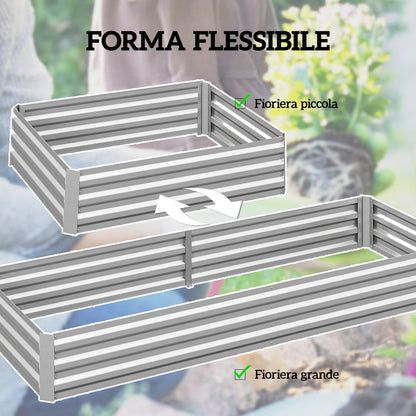 Outdoor Raised Garden Bed, Galvanized Steel Planter for Flowers and Vegetables, for Garden and Balcony, 241x90.5x30 cm, Silver