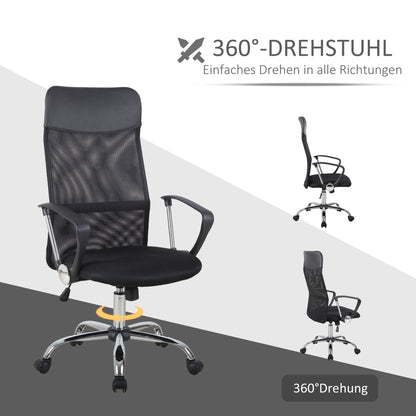 Ergonomic Office Chair, Gaming Chair, Swivel Chair with Rocking Function, Height Adjustable Desk Chair, Foam, Mesh, Black, 63 x 65 x 109-119 cm