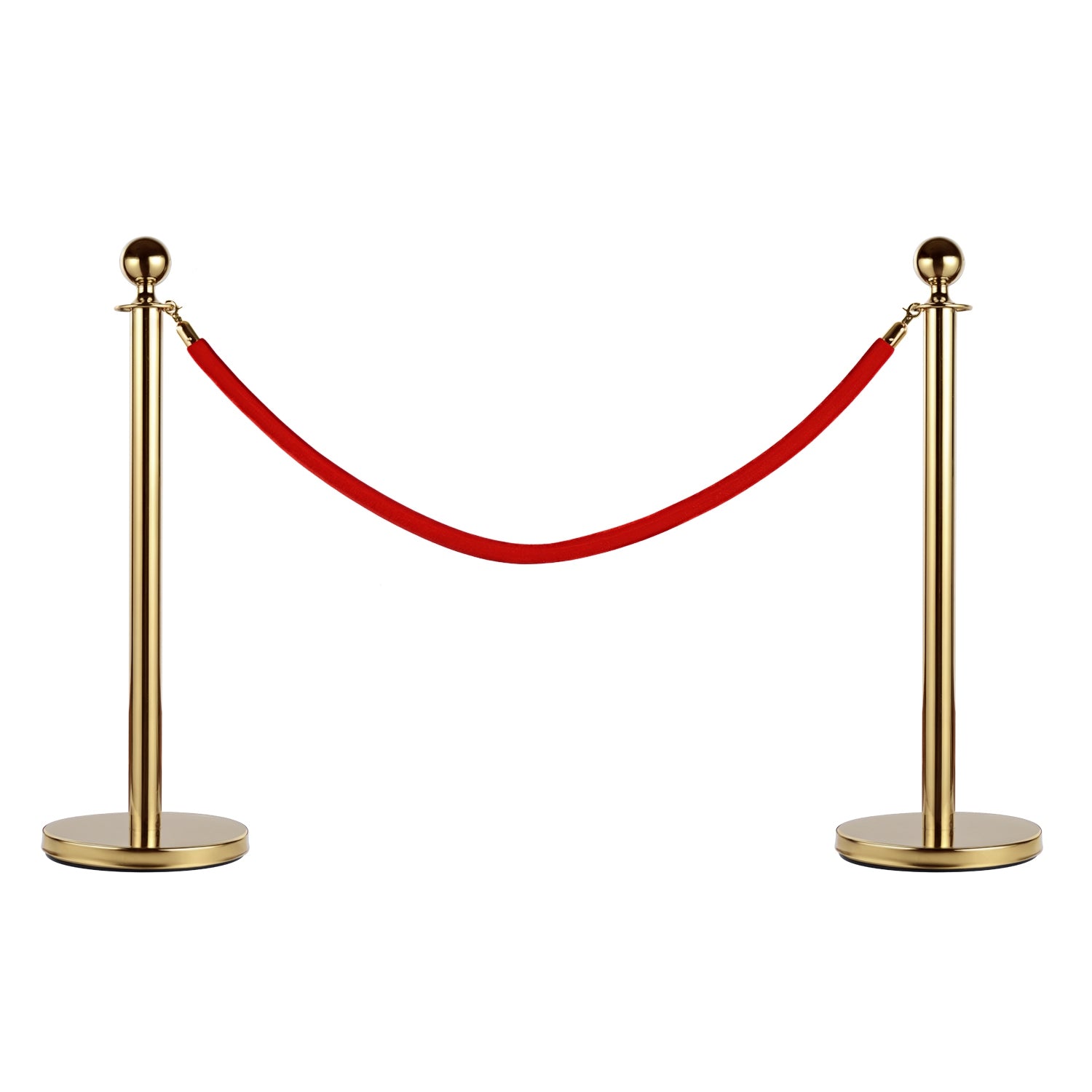 Queue Barrier Posts with Red Flannel Ropes Stainless Steel Ф32 x 95CM Gold