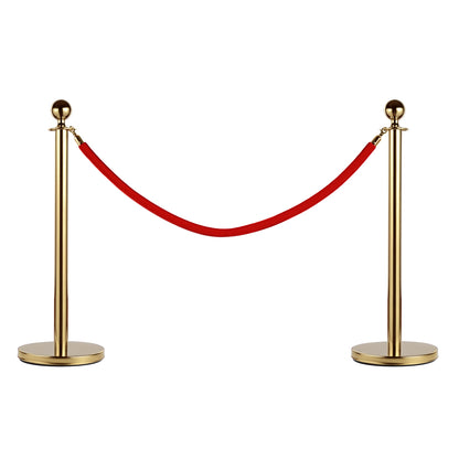 Queue Barrier Posts with Red Flannel Ropes Stainless Steel Ф32 x 95CM Gold