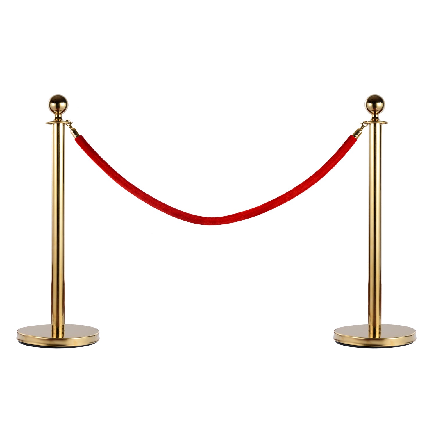 Queue Barrier Posts with Red Flannel Ropes Stainless Steel Ф32 x 95CM Gold