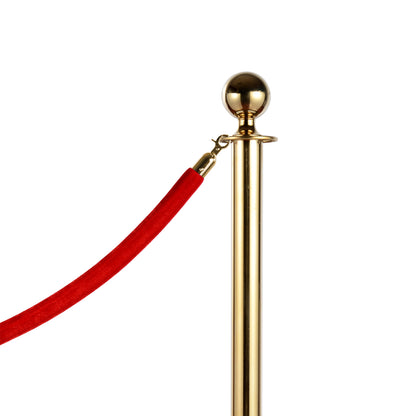 Queue Barrier Posts with Red Flannel Ropes Stainless Steel Ф32 x 95CM Gold