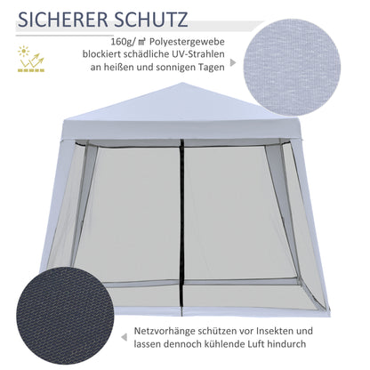 garden pavilion pavilion party tent weatherproof tent with mosquito net metal + polyester Gray 3 x 3 m