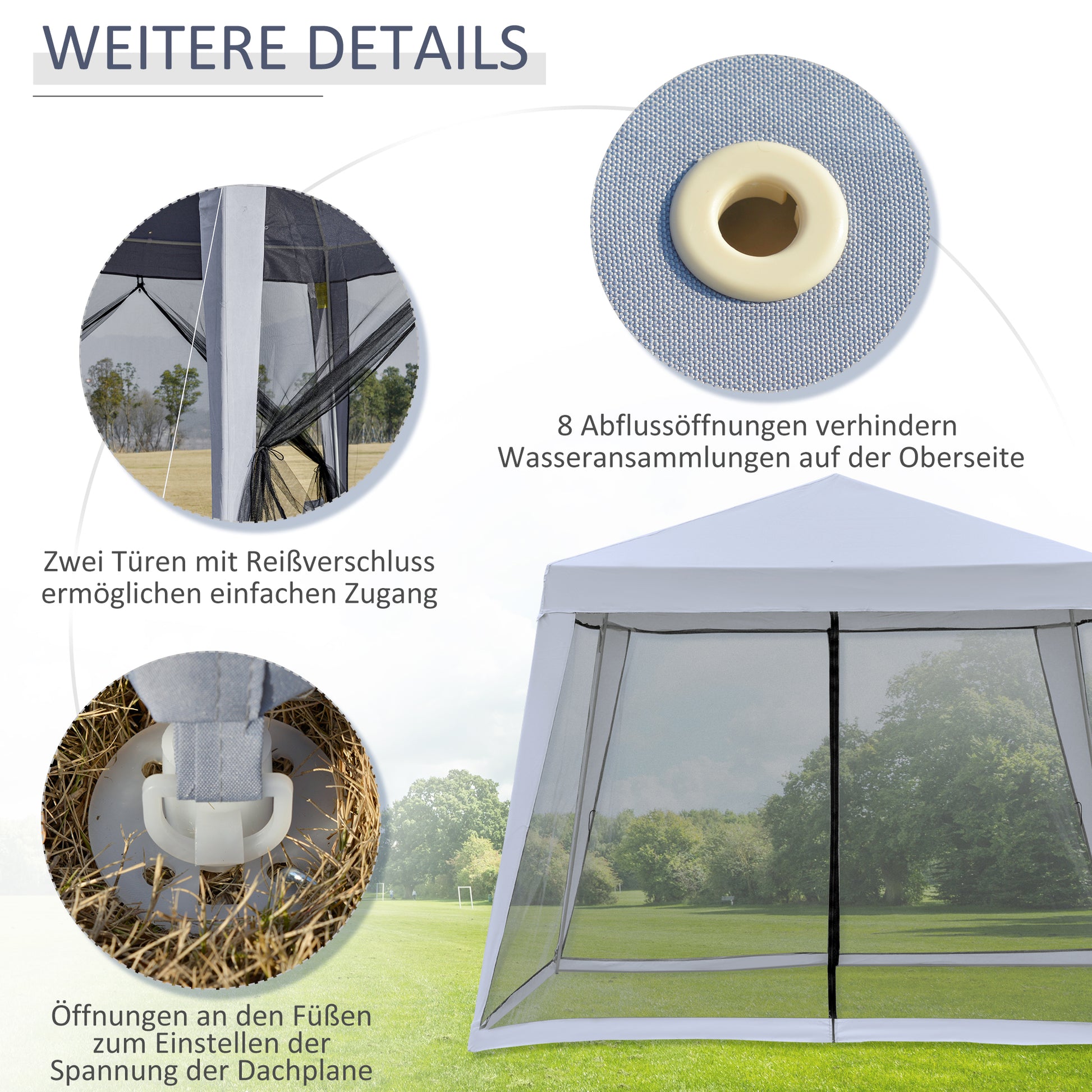 garden pavilion pavilion party tent weatherproof tent with mosquito net metal + polyester Gray 3 x 3 m