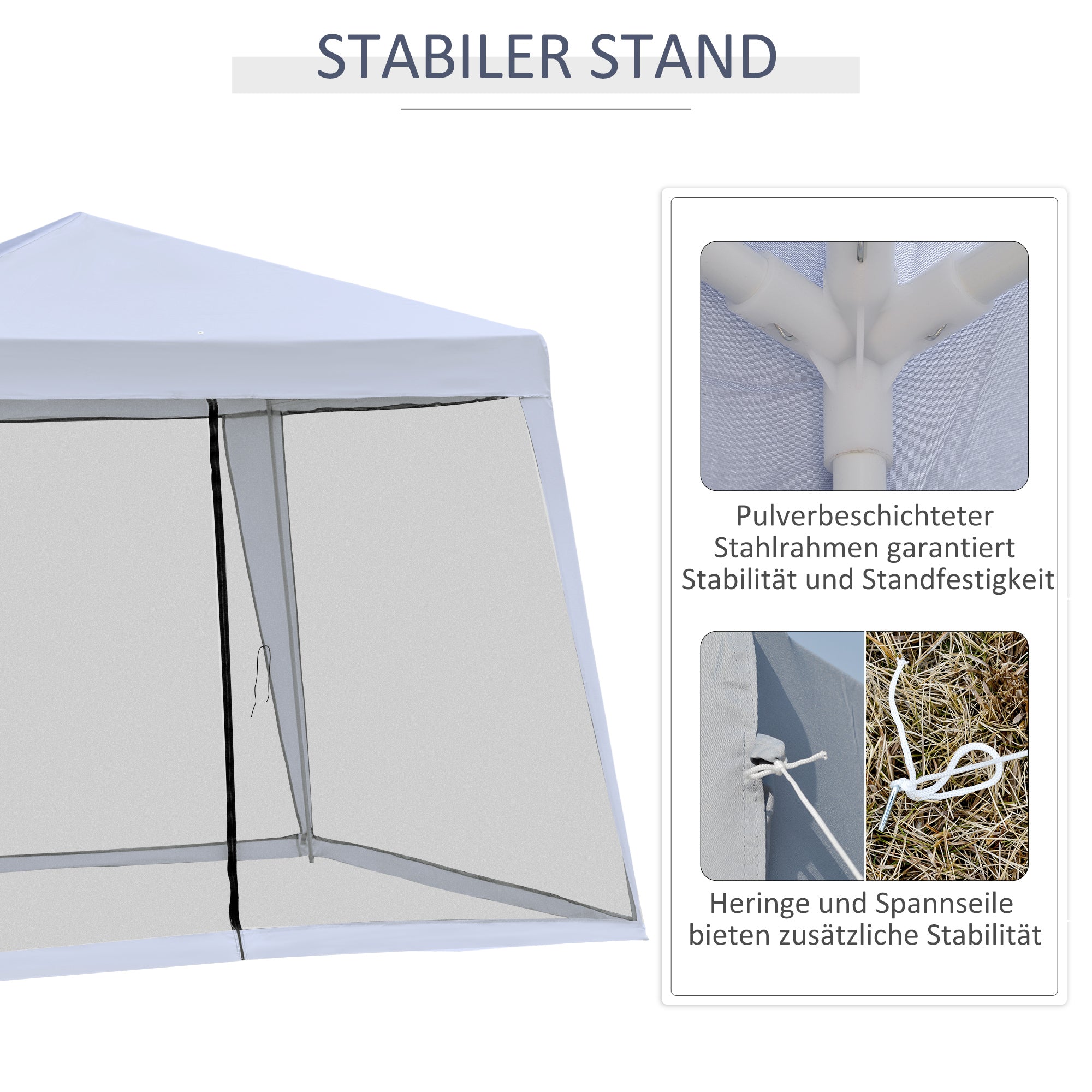 garden pavilion pavilion party tent weatherproof tent with mosquito net metal + polyester Gray 3 x 3 m