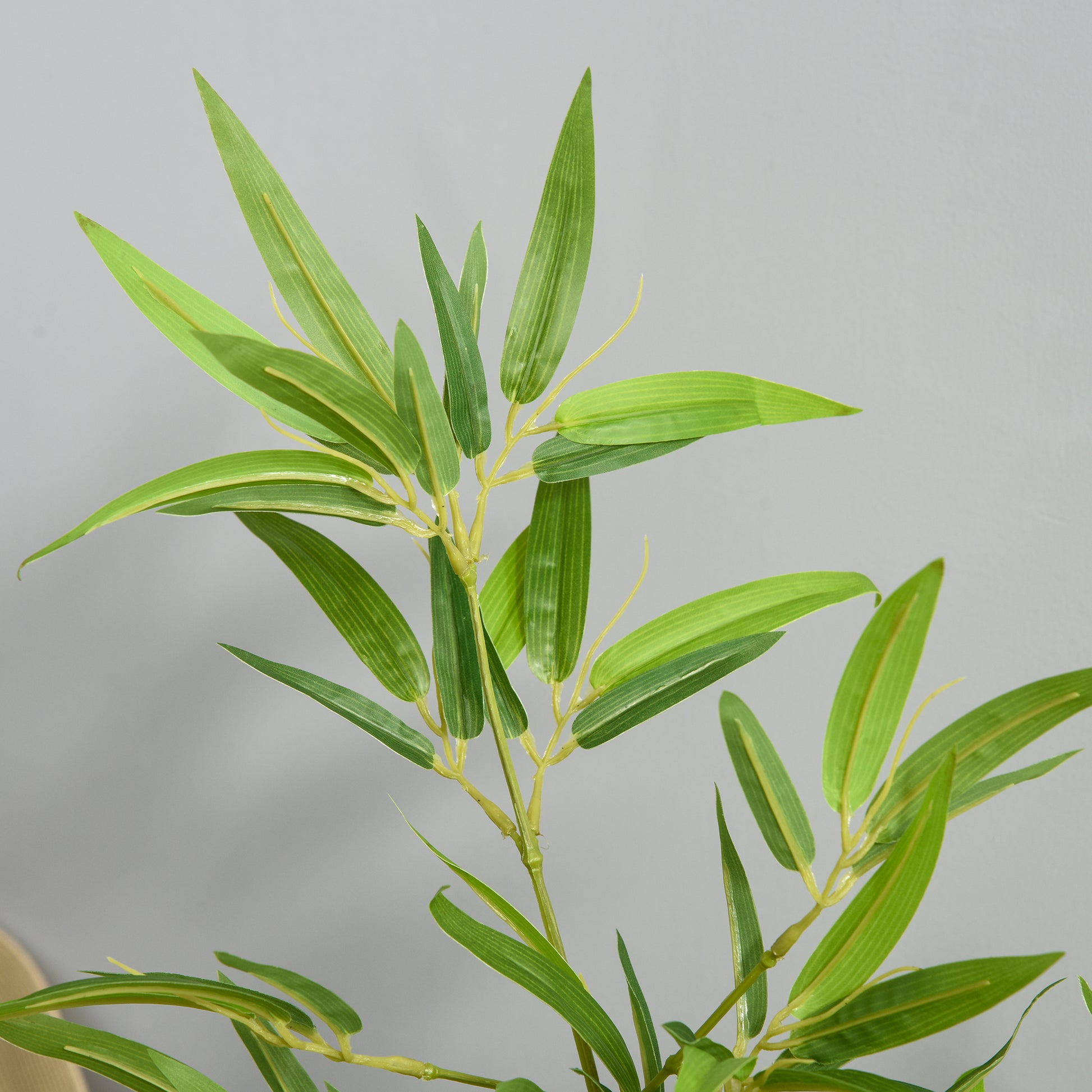 Set of 2 Artificial Bamboo Trees Height 1.2m 369 Realistic Dense Leaves Pot Included Black with Green Lichen