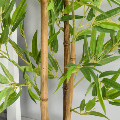 Set of 2 Artificial Bamboo Trees Height 1.2m 369 Realistic Dense Leaves Pot Included Black with Green Lichen