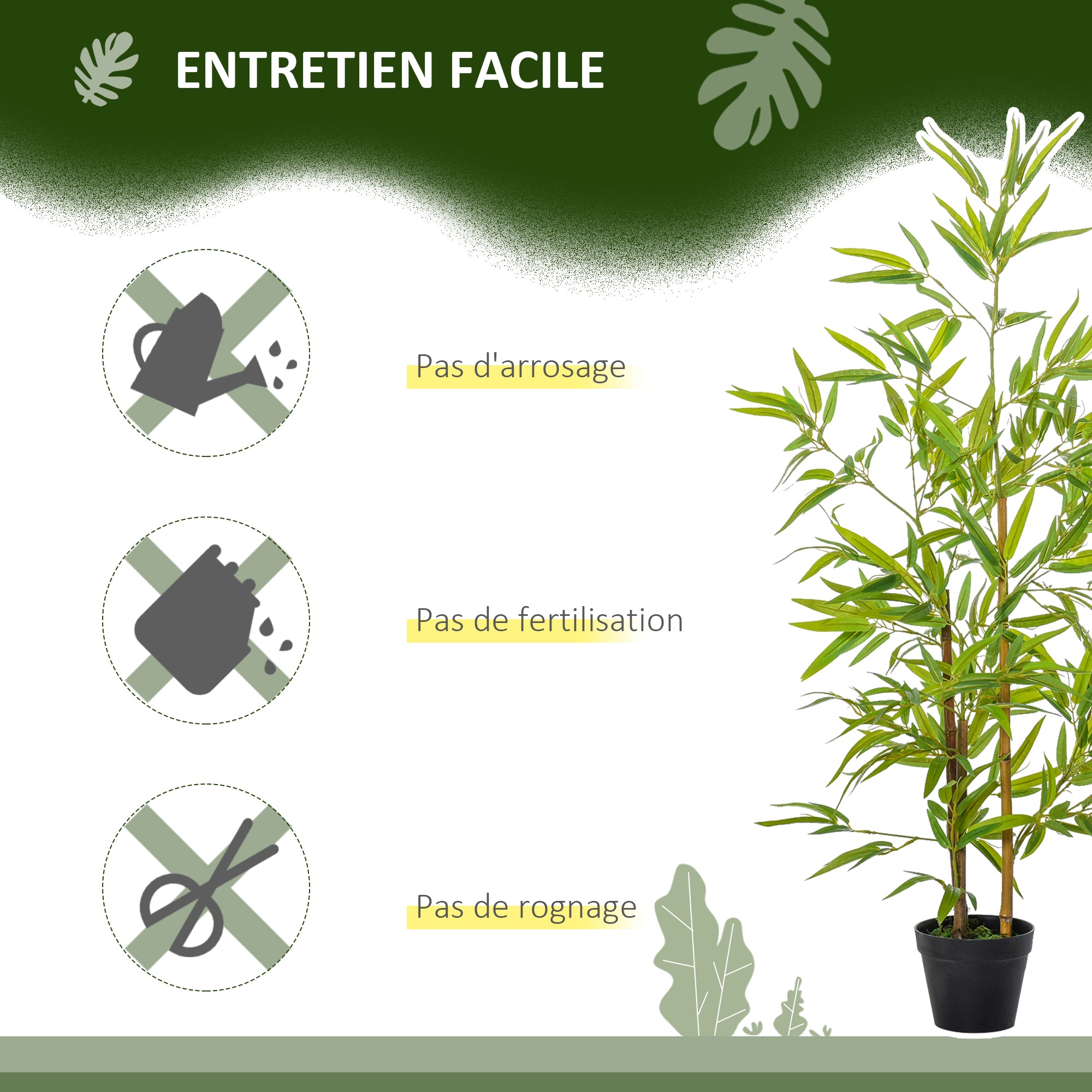 Set of 2 Artificial Bamboo Trees Height 1.2m 369 Realistic Dense Leaves Pot Included Black with Green Lichen