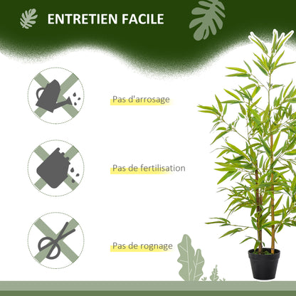 Set of 2 Artificial Bamboo Trees Height 1.2m 369 Realistic Dense Leaves Pot Included Black with Green Lichen