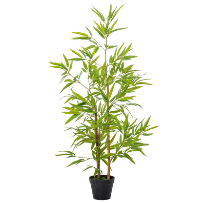 Set of 2 Artificial Bamboo Trees Height 1.2m 369 Realistic Dense Leaves Pot Included Black with Green Lichen