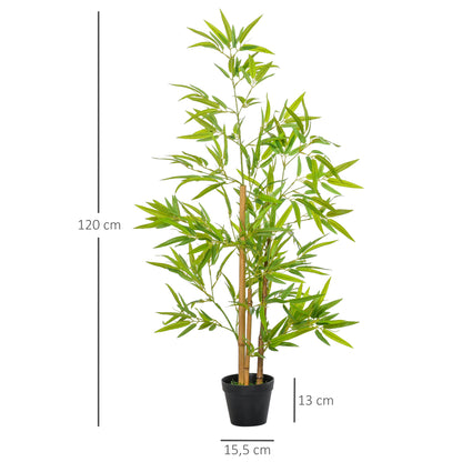 Set of 2 Artificial Bamboo Trees Height 1.2m 369 Realistic Dense Leaves Pot Included Black with Green Lichen
