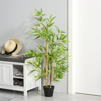 Set of 2 Artificial Bamboo Trees Height 1.2m 369 Realistic Dense Leaves Pot Included Black with Green Lichen
