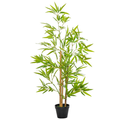 Set of 2 Artificial Bamboo Trees Height 1.2m 369 Realistic Dense Leaves Pot Included Black with Green Lichen