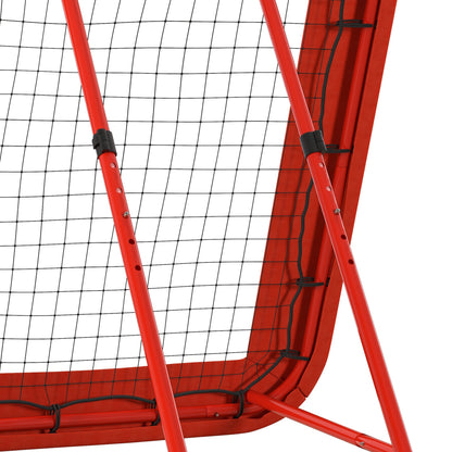Football Rebounder, Rebound Wall with Protective Edge Pegs, Adjustable in 5 Levels, Portable Rebound, Football Goal for Teens, Rebound Wall for Handball Training 128x118x120cm, Red