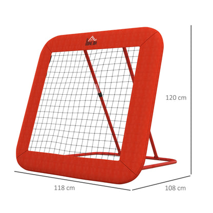 Football Rebounder, Rebound Wall with Protective Edge Pegs, Adjustable in 5 Levels, Portable Rebound, Football Goal for Teens, Rebound Wall for Handball Training 128x118x120cm, Red