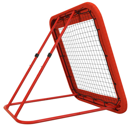 Football Rebounder, Rebound Wall with Protective Edge Pegs, Adjustable in 5 Levels, Portable Rebound, Football Goal for Teens, Rebound Wall for Handball Training 128x118x120cm, Red