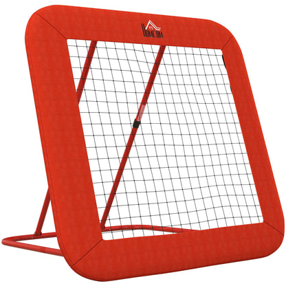 Football Rebounder, Rebound Wall with Protective Edge Pegs, Adjustable in 5 Levels, Portable Rebound, Football Goal for Teens, Rebound Wall for Handball Training 128x118x120cm, Red