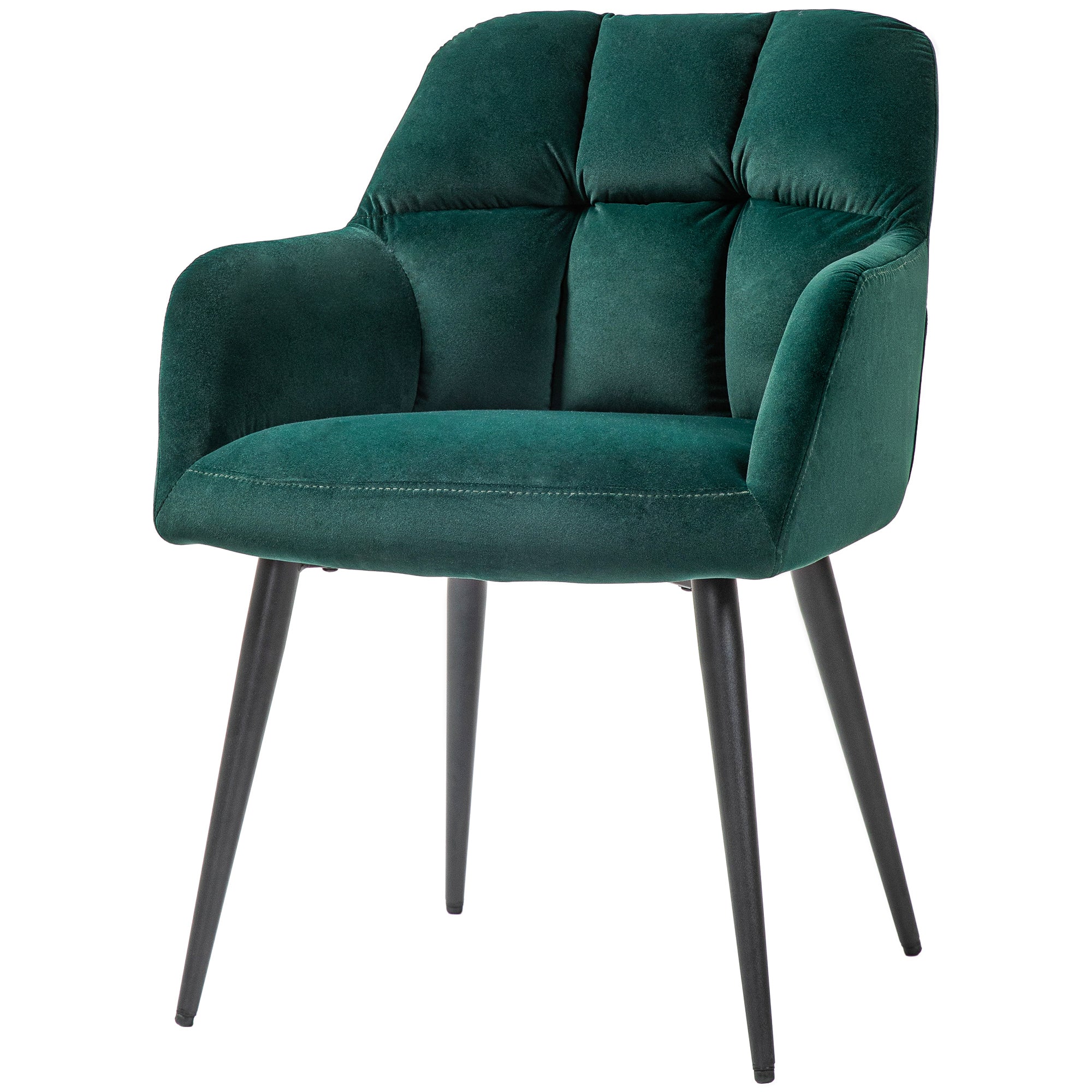 Armchair Lounge Chair with Armrest, Velvet Look, Upholstered Recliner with Steel Legs, Dining Chair for Living Room, Bedroom, Dark Green