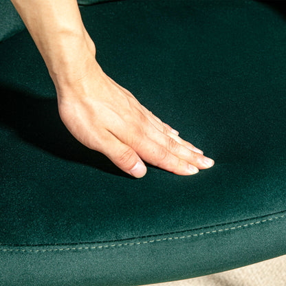 Armchair Lounge Chair with Armrest, Velvet Look, Upholstered Recliner with Steel Legs, Dining Chair for Living Room, Bedroom, Dark Green