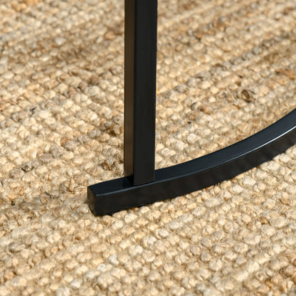 Set of 2 Stackable Round Side Tables Modern Nesting Tables with Faux Marble Top and Steel Frame Ø60x46 cm and Ø40x40 cm White