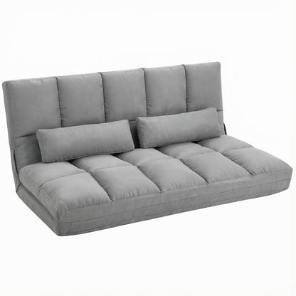 2-in-1 Floor Sofa Bed with 3-Position Backrest & 5-Position Headrest, Foldable Sleeper Chair, Light Gray (130 x 73 x 60 cm / 51.2 x 28.7 x 23.6 in)