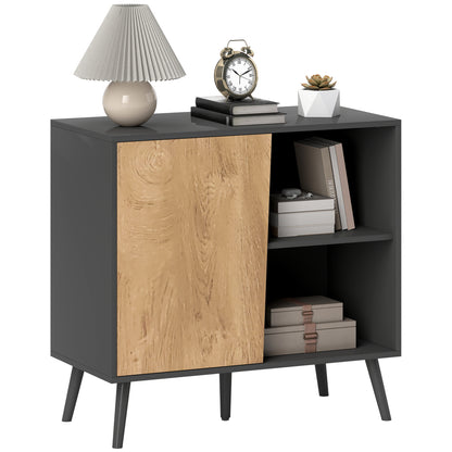 Sideboard Buffet with Cabinet and Storage Compartment with Adjustable Shelves on 3 Levels, Modern Cabinet with Pine Wood Legs, 80x39x76 cm, Dark Gray
