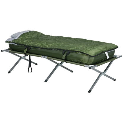 Folding Camping Bed with Pillow Mattress Carry Bag Pump 193 x 78 cm Guest Bed for Adults Camping Cot Green