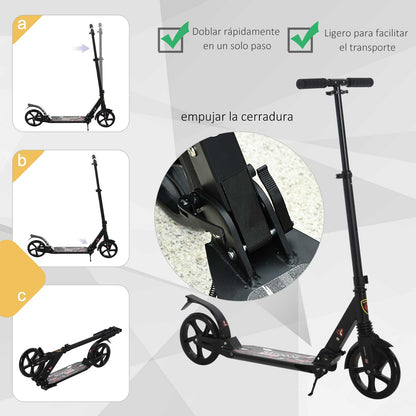 Foldable Scooter with Adjustable Height Handlebar Lightweight Scooter for Adults and Kids (Over 14 years old) Skateboard Type with Large 200mm Wheels Aluminum Load 220lbs