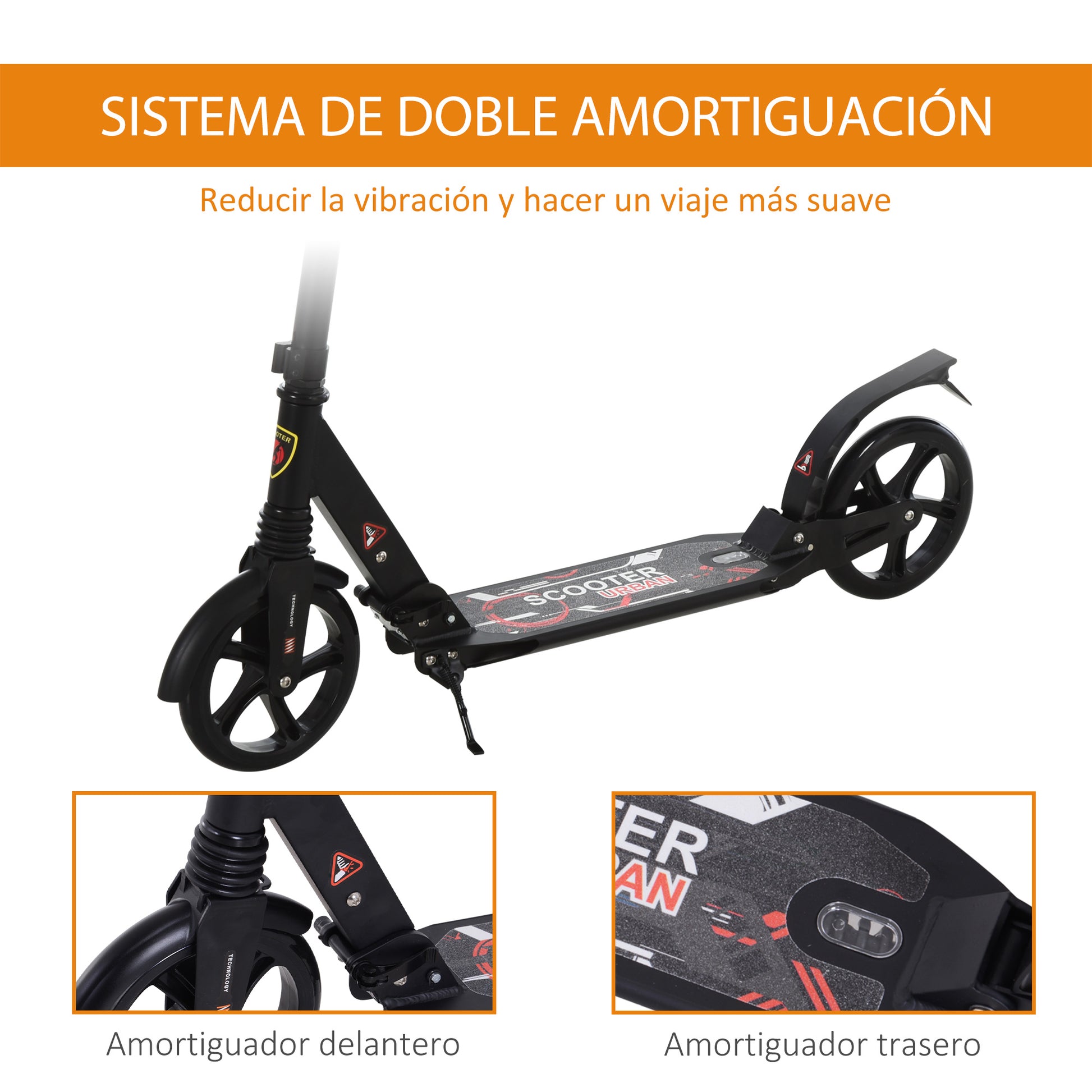 Foldable Scooter with Adjustable Height Handlebar Lightweight Scooter for Adults and Kids (Over 14 years old) Skateboard Type with Large 200mm Wheels Aluminum Load 220lbs