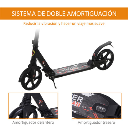 Foldable Scooter with Adjustable Height Handlebar Lightweight Scooter for Adults and Kids (Over 14 years old) Skateboard Type with Large 200mm Wheels Aluminum Load 220lbs