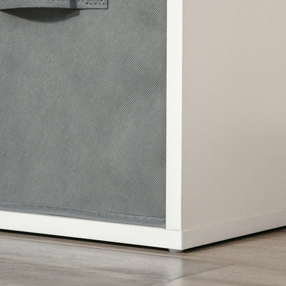 8-Cube Bookshelf Modular Bookcase with 4 Removable Non-Woven Fabric Drawers for Office Study Bedroom 61.5x30x121.6 cm White and Gray