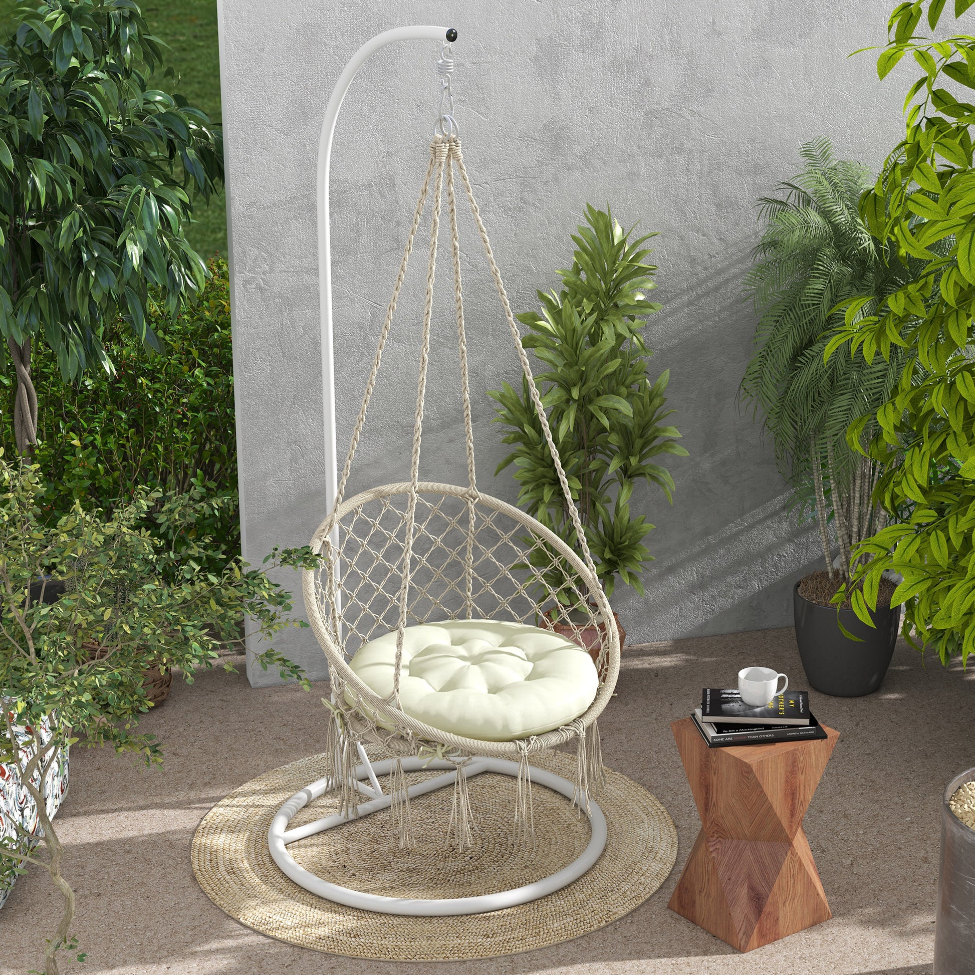 Garden Chair Cushion Seat Cushion for Moon Chair Seat Pad with 10 cm thick padding Chair Cushion, Polyester, Beige