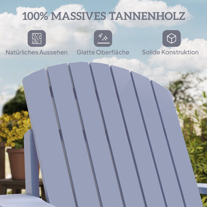 Adirondack Garden Chair with Cup Holder Garden Lounger Balcony Chair Solid Wood Gray 72.5 x 97 x 93 cm