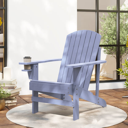 Adirondack Garden Chair with Cup Holder Garden Lounger Balcony Chair Solid Wood Gray 72.5 x 97 x 93 cm