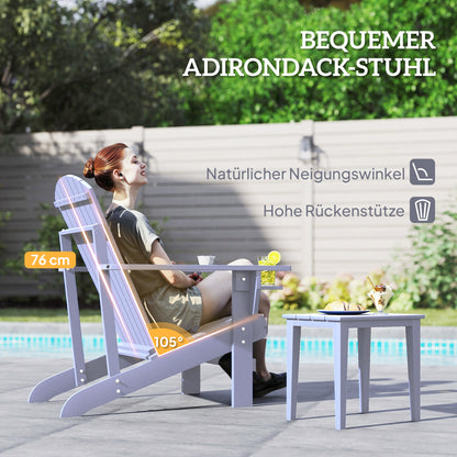Adirondack Garden Chair with Cup Holder Garden Lounger Balcony Chair Solid Wood Gray 72.5 x 97 x 93 cm