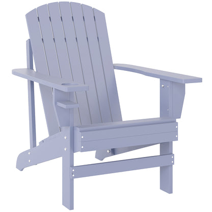Adirondack Garden Chair with Cup Holder Garden Lounger Balcony Chair Solid Wood Gray 72.5 x 97 x 93 cm