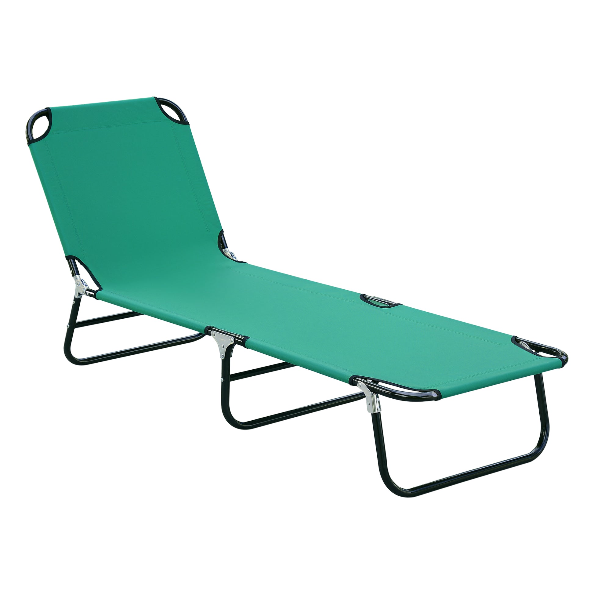 Sun Lounger, Folding Chaise Lounge, Reclining Sunbed in Oxford Fabric, Outdoor Garden Sun Lounger for Beach, Relaxing, Camping, Pool, Terrace, 188 x 56 x 28 cm, Dark Green