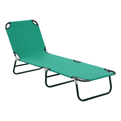Sun Lounger, Folding Chaise Lounge, Reclining Sunbed in Oxford Fabric, Outdoor Garden Sun Lounger for Beach, Relaxing, Camping, Pool, Terrace, 188 x 56 x 28 cm, Dark Green