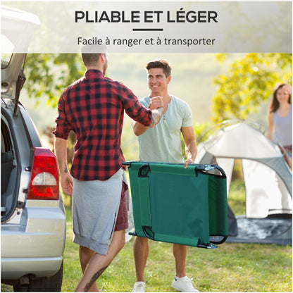 Sun Lounger, Folding Chaise Lounge, Reclining Sunbed in Oxford Fabric, Outdoor Garden Sun Lounger for Beach, Relaxing, Camping, Pool, Terrace, 188 x 56 x 28 cm, Dark Green