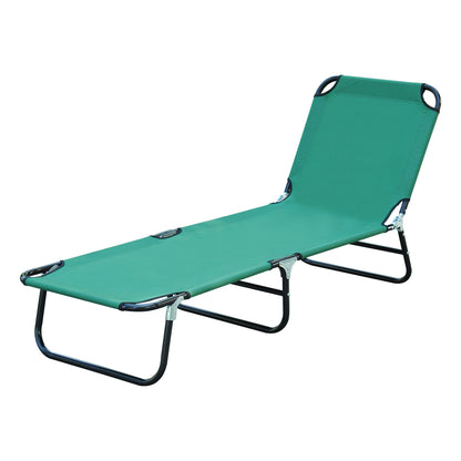 Sun Lounger, Folding Chaise Lounge, Reclining Sunbed in Oxford Fabric, Outdoor Garden Sun Lounger for Beach, Relaxing, Camping, Pool, Terrace, 188 x 56 x 28 cm, Dark Green