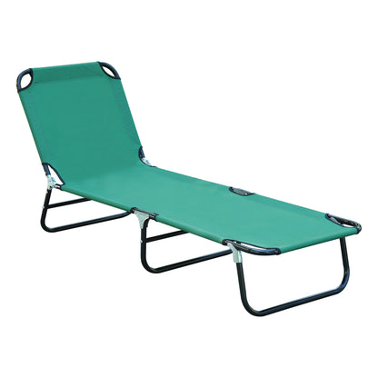 Sun Lounger, Folding Chaise Lounge, Reclining Sunbed in Oxford Fabric, Outdoor Garden Sun Lounger for Beach, Relaxing, Camping, Pool, Terrace, 188 x 56 x 28 cm, Dark Green