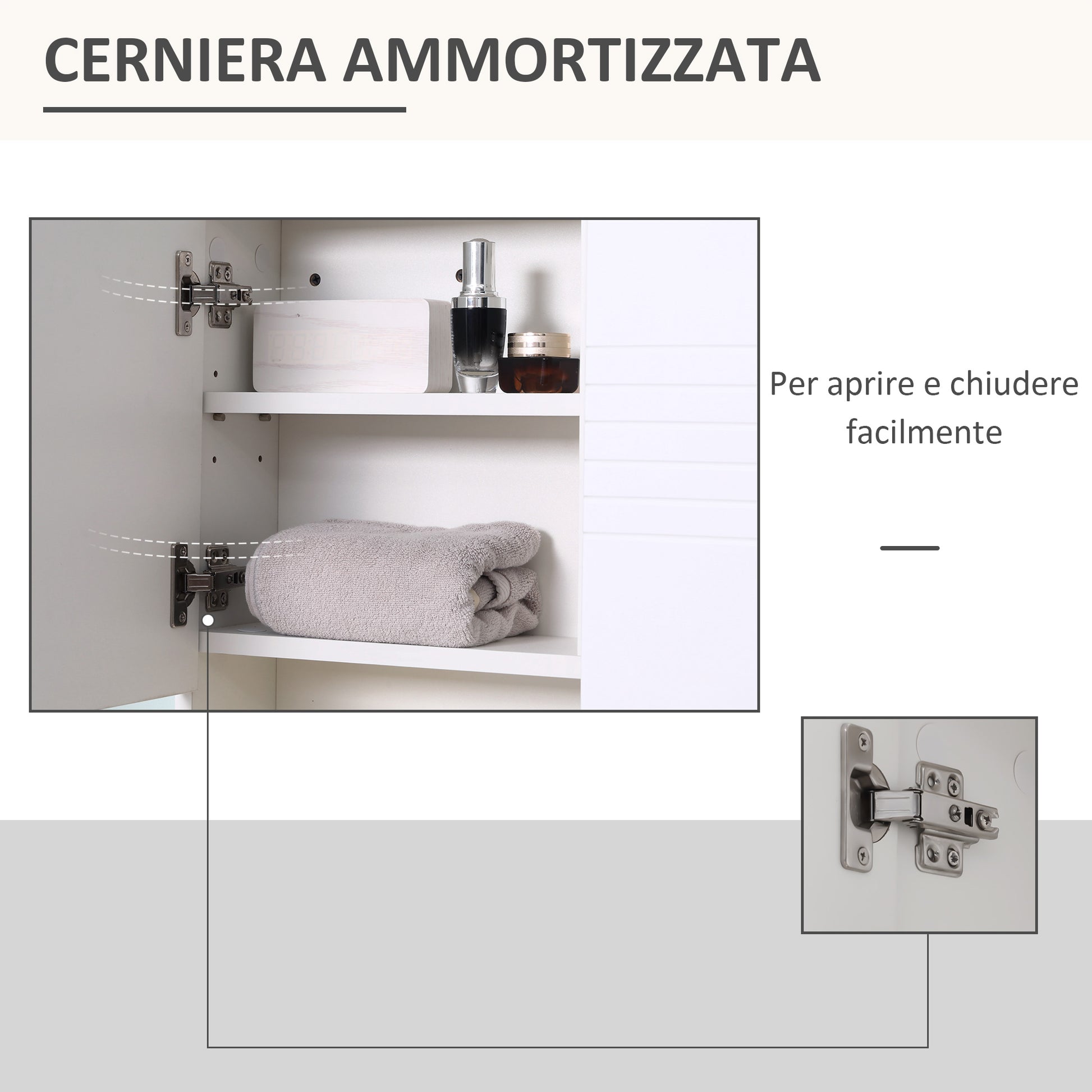 Bathroom Mirror Cabinet, Wall-Mounted Bathroom Cabinet, 54x15x55cm, White