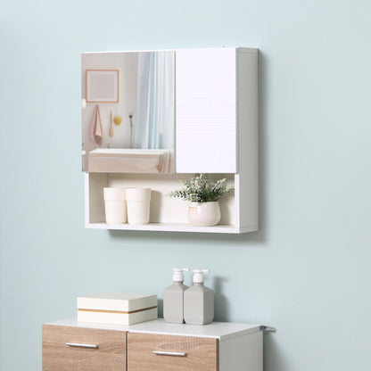 Bathroom Mirror Cabinet, Wall-Mounted Bathroom Cabinet, 54x15x55cm, White