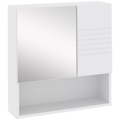 Bathroom Mirror Cabinet, Wall-Mounted Bathroom Cabinet, 54x15x55cm, White