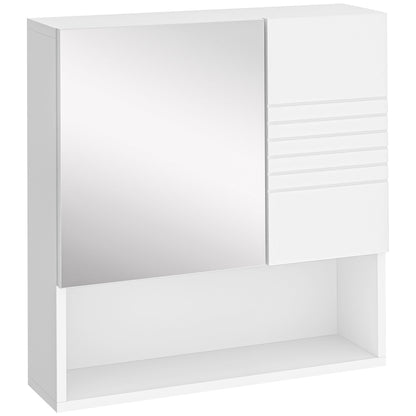 Bathroom Mirror Cabinet, Wall-Mounted Bathroom Cabinet, 54x15x55cm, White