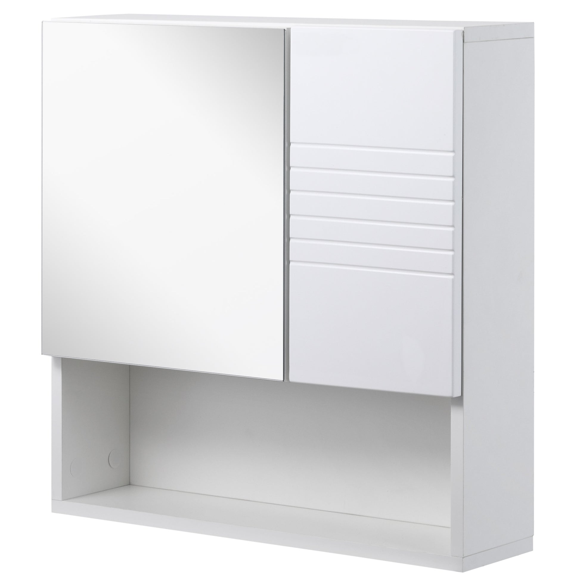 Bathroom Mirror Cabinet, Wall-Mounted Bathroom Cabinet, 54x15x55cm, White