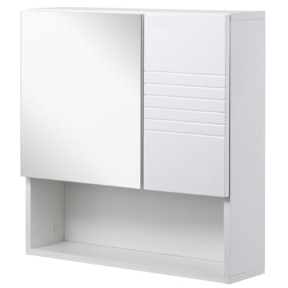 Bathroom Mirror Cabinet, Wall-Mounted Bathroom Cabinet, 54x15x55cm, White