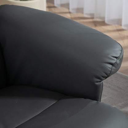Relaxation Chair with Footstool, Storage Space, Padded TV Chair with Reclining Function, 360° Swivel TV Chair for Bedroom, Living Room, Faux Leather, Dark Gray