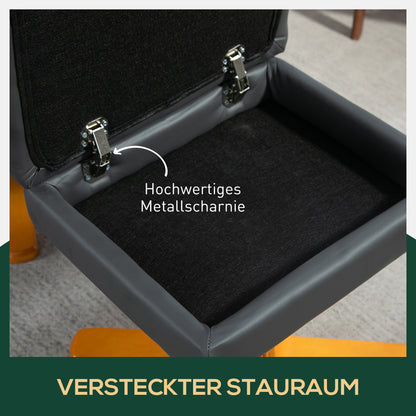 Relaxation Chair with Footstool, Storage Space, Padded TV Chair with Reclining Function, 360° Swivel TV Chair for Bedroom, Living Room, Faux Leather, Dark Gray