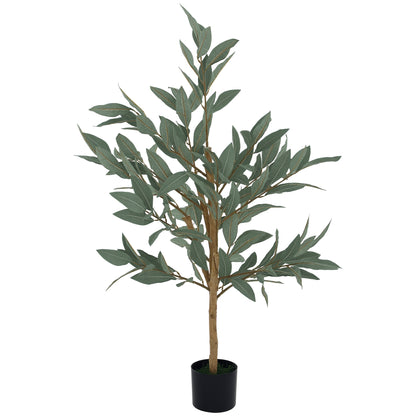 Large Artificial Decorative Plant 120 cm Artificial Laurel Plant with Pot and Leaves for Indoor Green